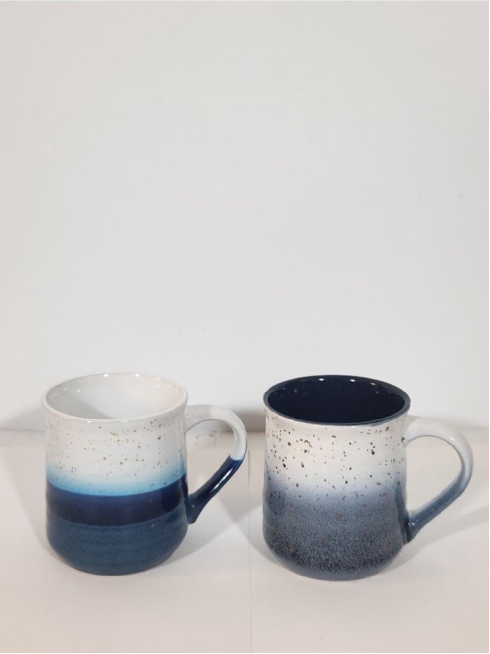 Sheffield Homes Set of 2 Blue White Ombre Speckled Ceramic Coffee Mugs 14oz